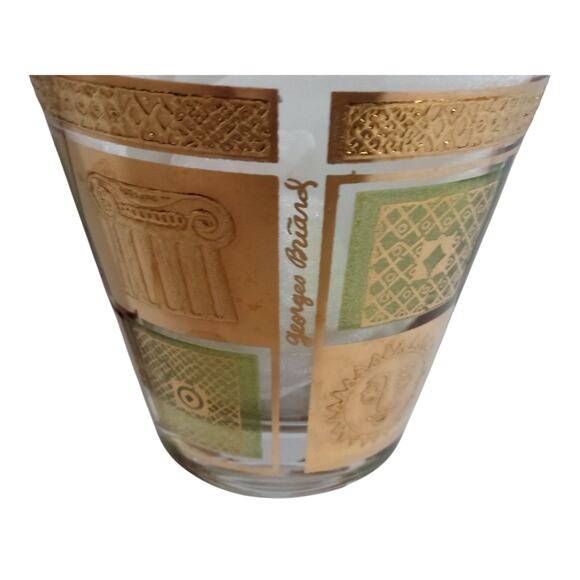 3 VTG Georges Briard Green 22K Gold Celestial Rocks Tumbler Glasses Greco - Picture 11 of 12